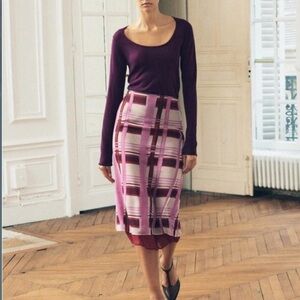 ZARA Plaid Midi Slip Skirt in Sz S